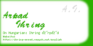 arpad ihring business card